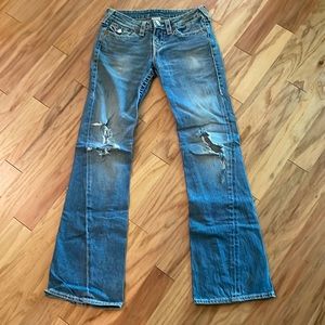 True Religion Rainbow Joey Jeans Size 28 Low Rise Flares